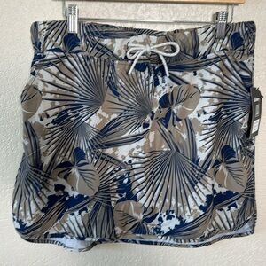 Gerry Women's Large Skort Palm Print Navy Tan Shorts Underneath‎ Tie Waist NWT